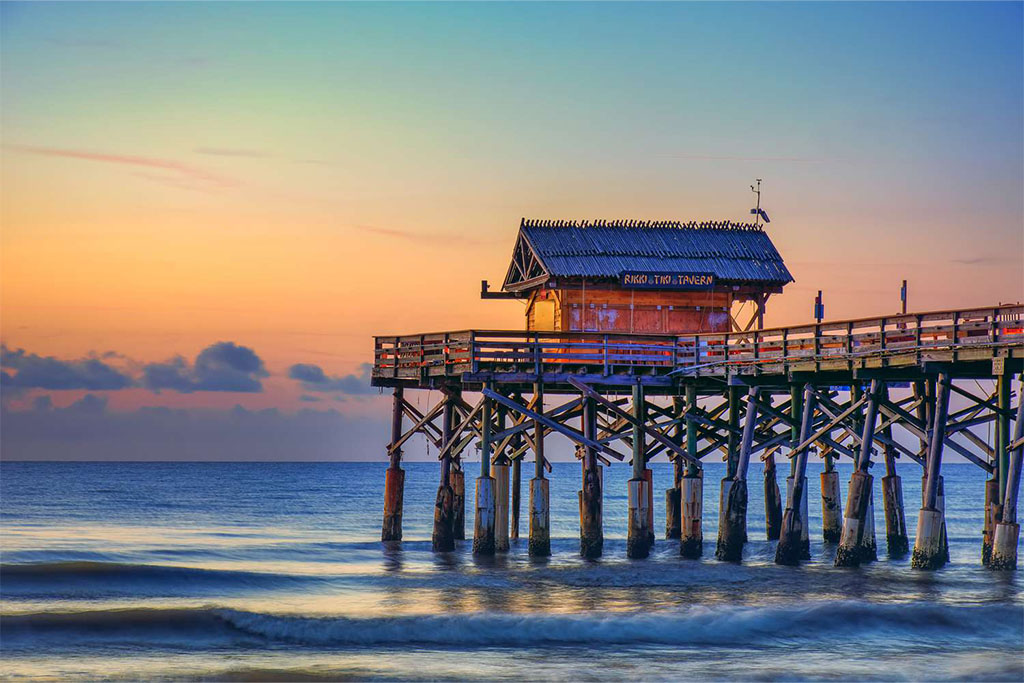Ocean pier at sunrise on Florida’s Central Space Coast