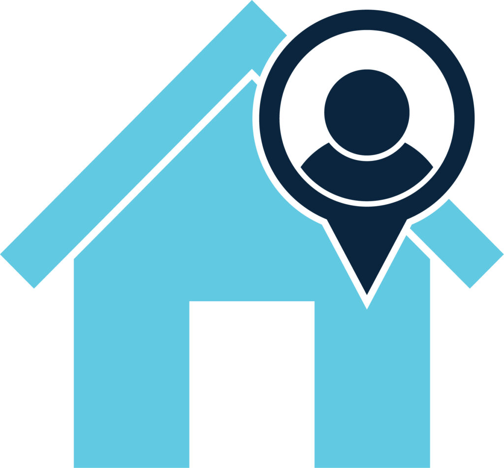Leasing & Tenant Placement-FL Icon of a house with a tenant location pin for leasing and tenant placement