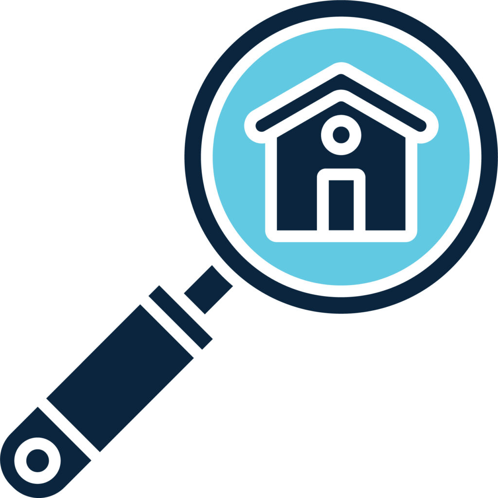 Property Inspections & Turnovers-FL Magnifying glass over a house icon for property inspections and turnovers